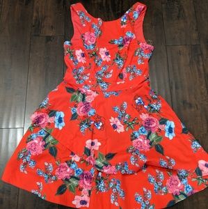 Red Floral Dress Size 7 (in juniors)
